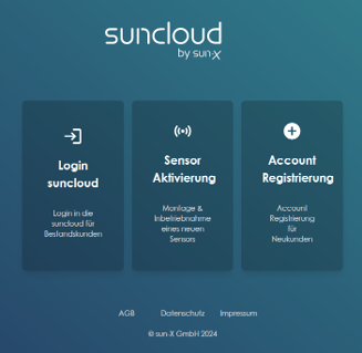 Suncloud Website Login Screenshot